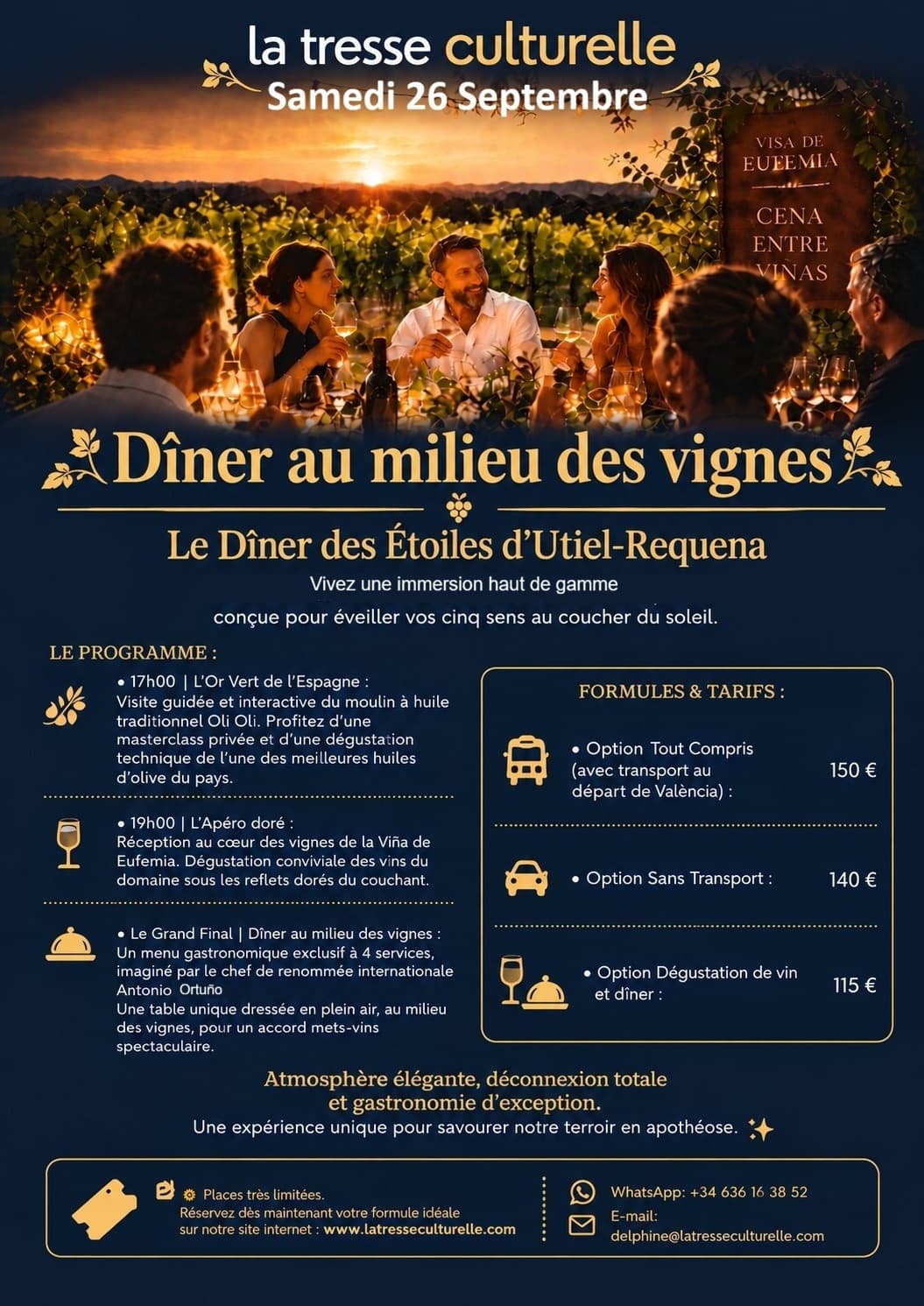 Le dîner des Étoiles de Requena : dégustation de vins et huile d'olive, dîner gastronomique